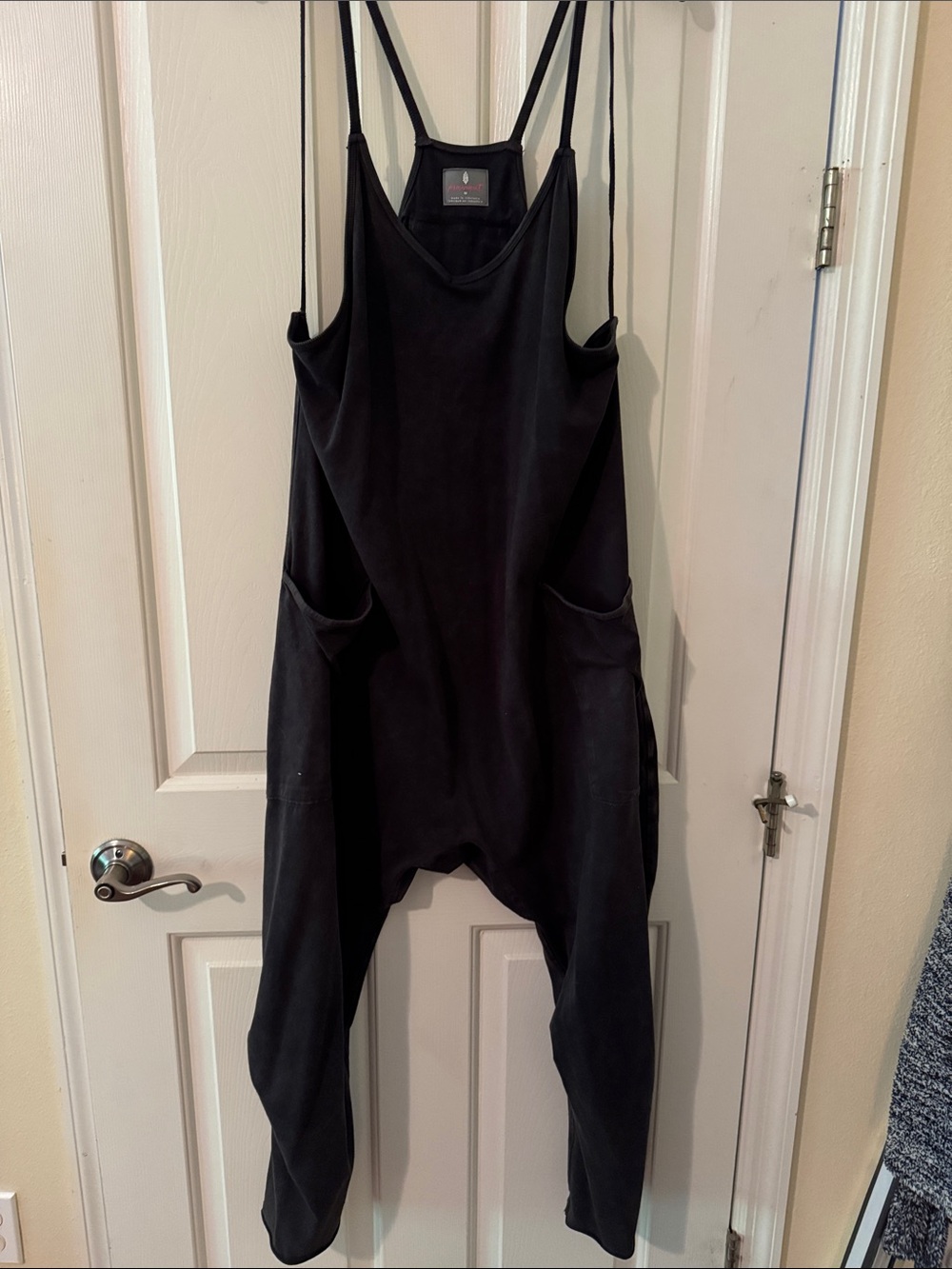 FP Movement by Free People Black Draped Harem Jumpsuit with Pockets